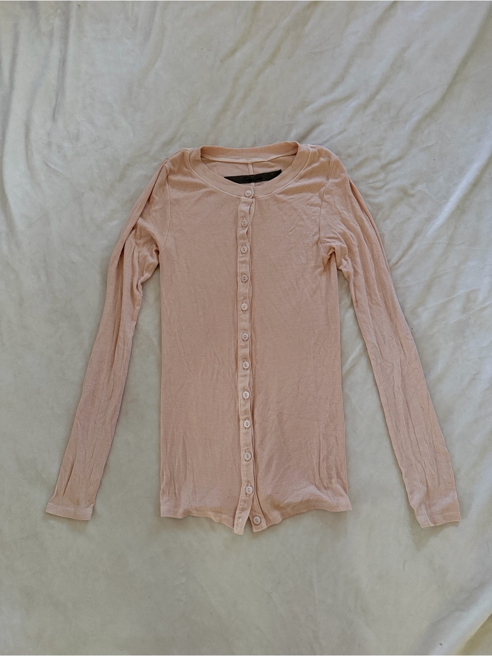 Enza Costa Lightweight Button-Front Long Sleeve Top - Blush Pink